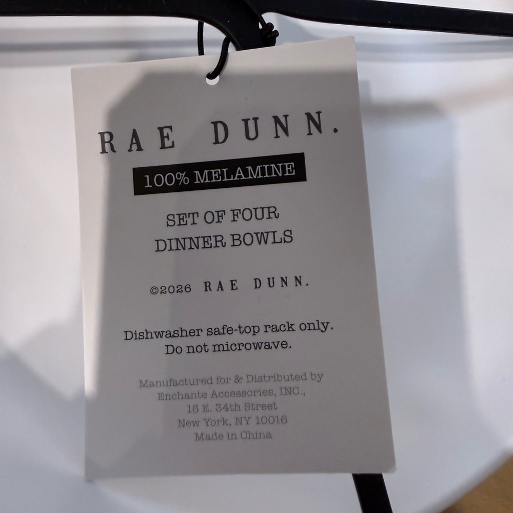 Rae Dunn 'Let's Eat'‎ 100% Melamine Dinner Bowls | Set of 4 | NWT - Picture 3 of 3